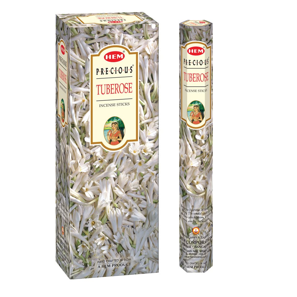 HEM Precious Tuberose Incense Sticks - Pack of 6 (20 Sticks Each)