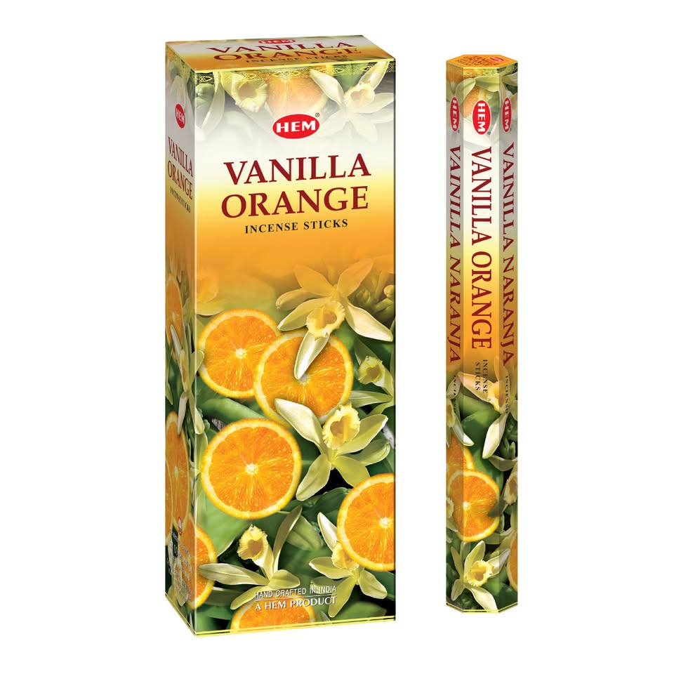 HEM Vanilla Orange Incense Sticks - Pack of 6 (20 Sticks Each)