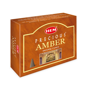 HEM Precious Amber Dhoop Cones - Pack of 12 (10 Cones Each)