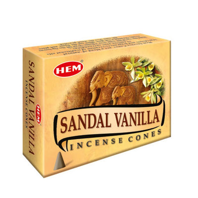 HEM Sandal Vanilla Dhoop Cones - Pack of 12 (10 Cones Each)