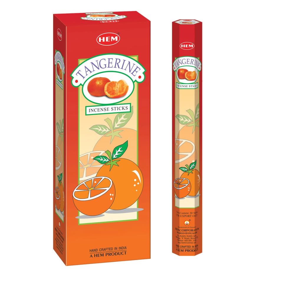 HEM Tangerine Incense Sticks - Pack of 6 (20 Sticks Each)