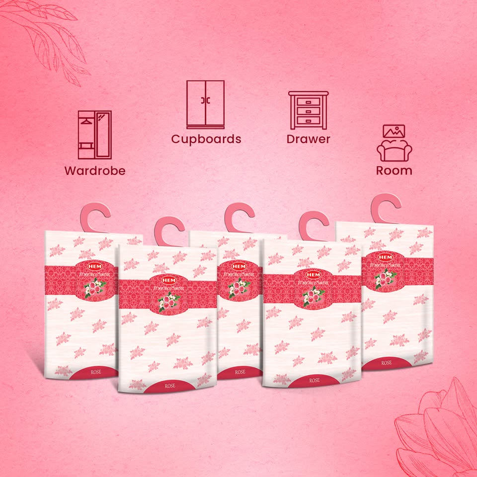 HEM Rose Fragrance Sachet Pack of 5