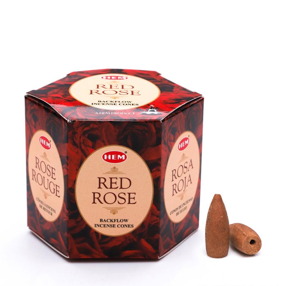 HEM Red Rose Backflow Dhoop Cones Pack of 40 Cones