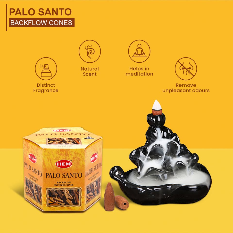 HEM Palo Santo Backflow Dhoop Cones Pack of 40 Cones