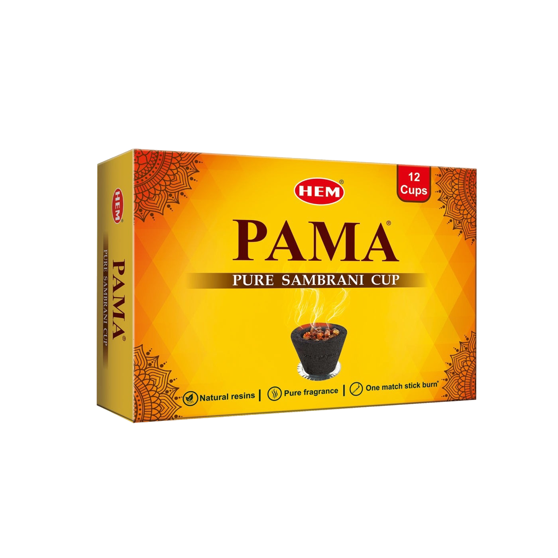 HEM Pama Pure Sambrani Dhoop Cup - Pack of 3 (12 cups per box)