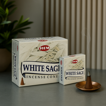 HEM White Sage Dhoop Cones - Pack of 12 (10 Cones Each)