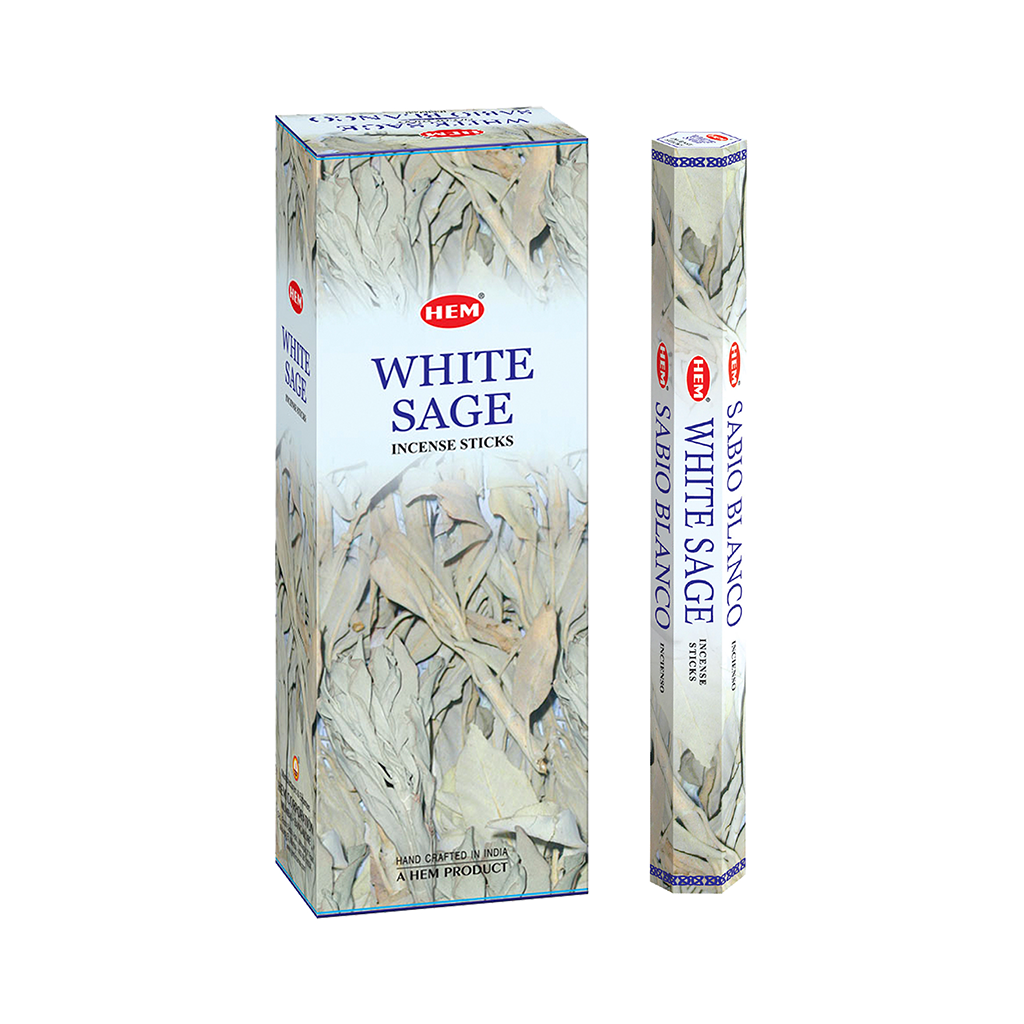 HEM White Sage Incense Sticks - Pack of 6 (20 Sticks Each)