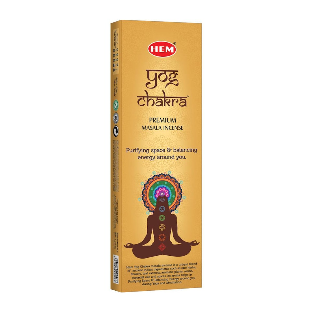 HEM Yog Chakra Masala Incense Sticks Pack of 3 (50g Each)