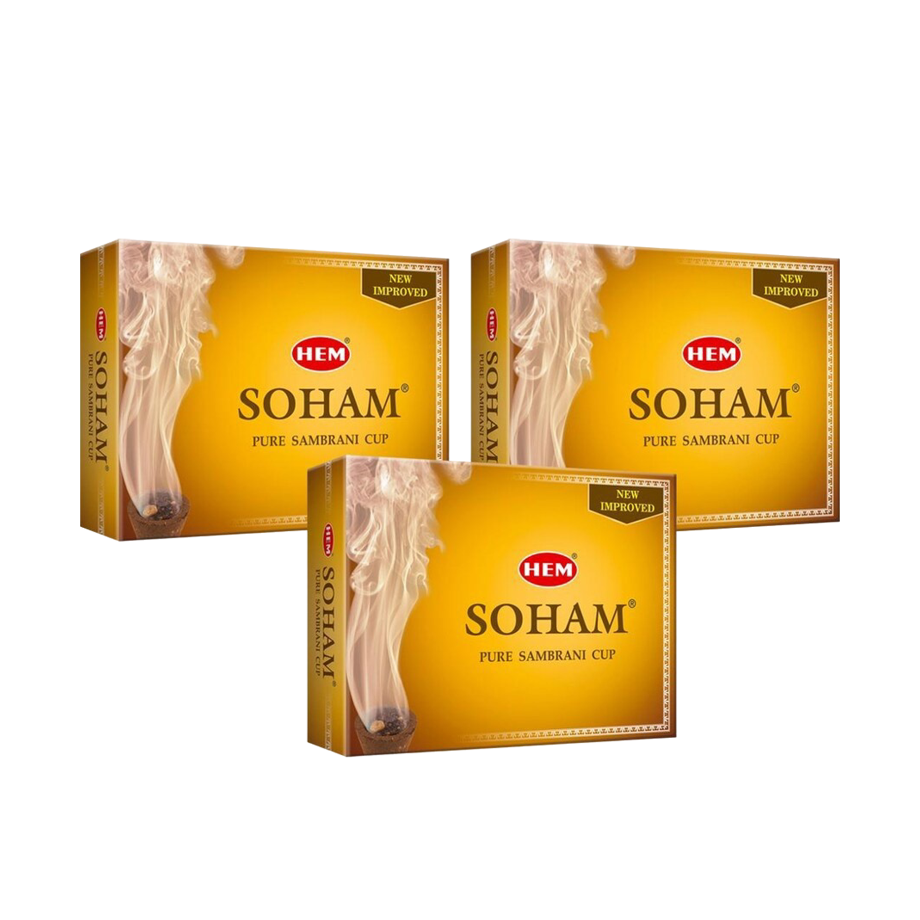 HEM Soham Pure Sambrani Dhoop Cup - Pack of 3 (12 cups per box)