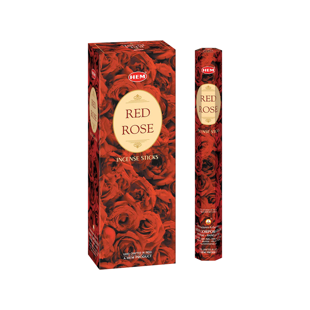 HEM Red Rose Incense Sticks - Pack of 6 (20 Sticks Each)