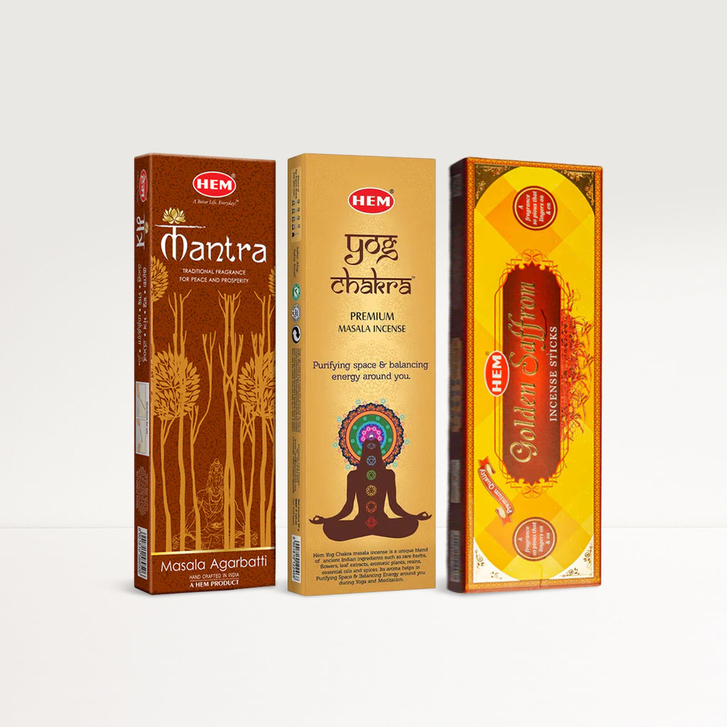 HEM Premium Masala series pack of 3 [Mantra Masala 50gm + Yog chakra 50gm + Golden saffron 50gm]