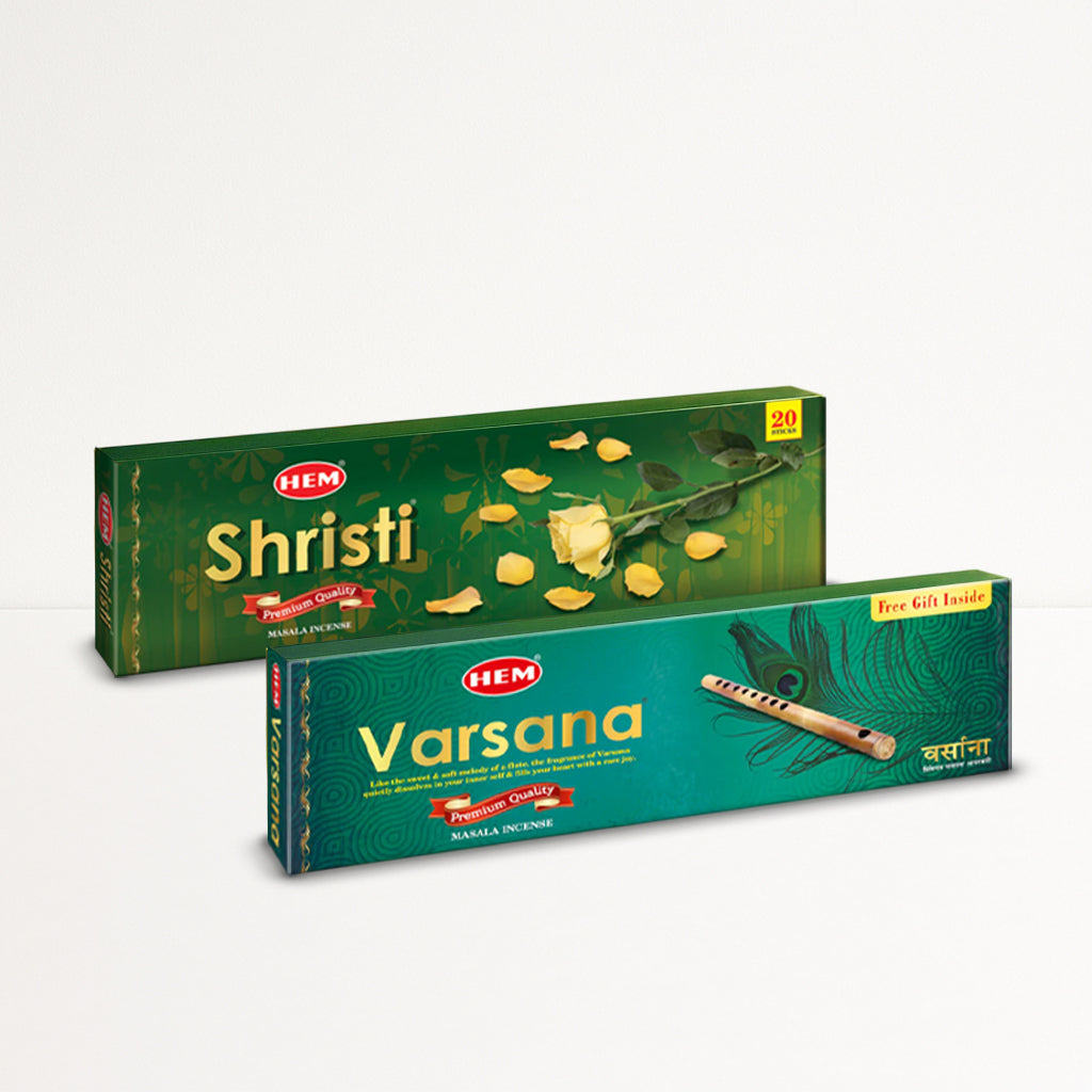 HEM Shristi + Varsana Masala Incense Sticks combo pack (50g Each)