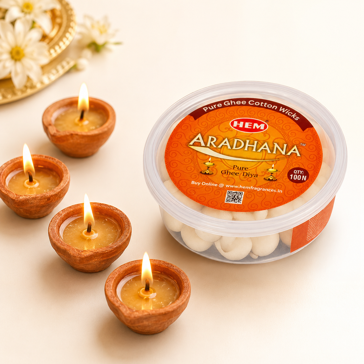 HEM Aradhana Pure Ghee Diya (100 pieces per box)