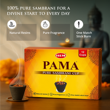HEM Pama Pure Sambrani Dhoop Cup - Pack of 3 (12 cups per box)
