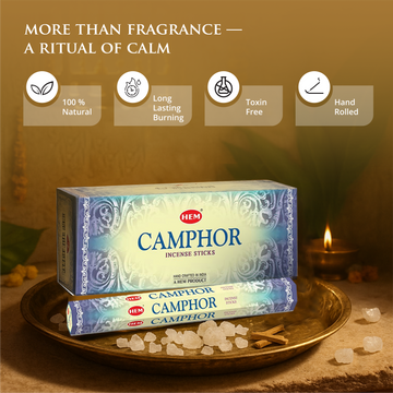 HEM Camphor Incense Sticks - Pack of 6 (20 Sticks Each)