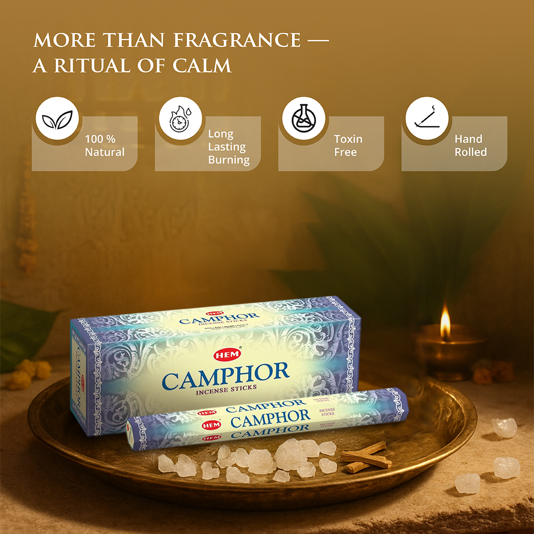HEM Camphor Incense Sticks - Pack of 6 (20 Sticks Each)