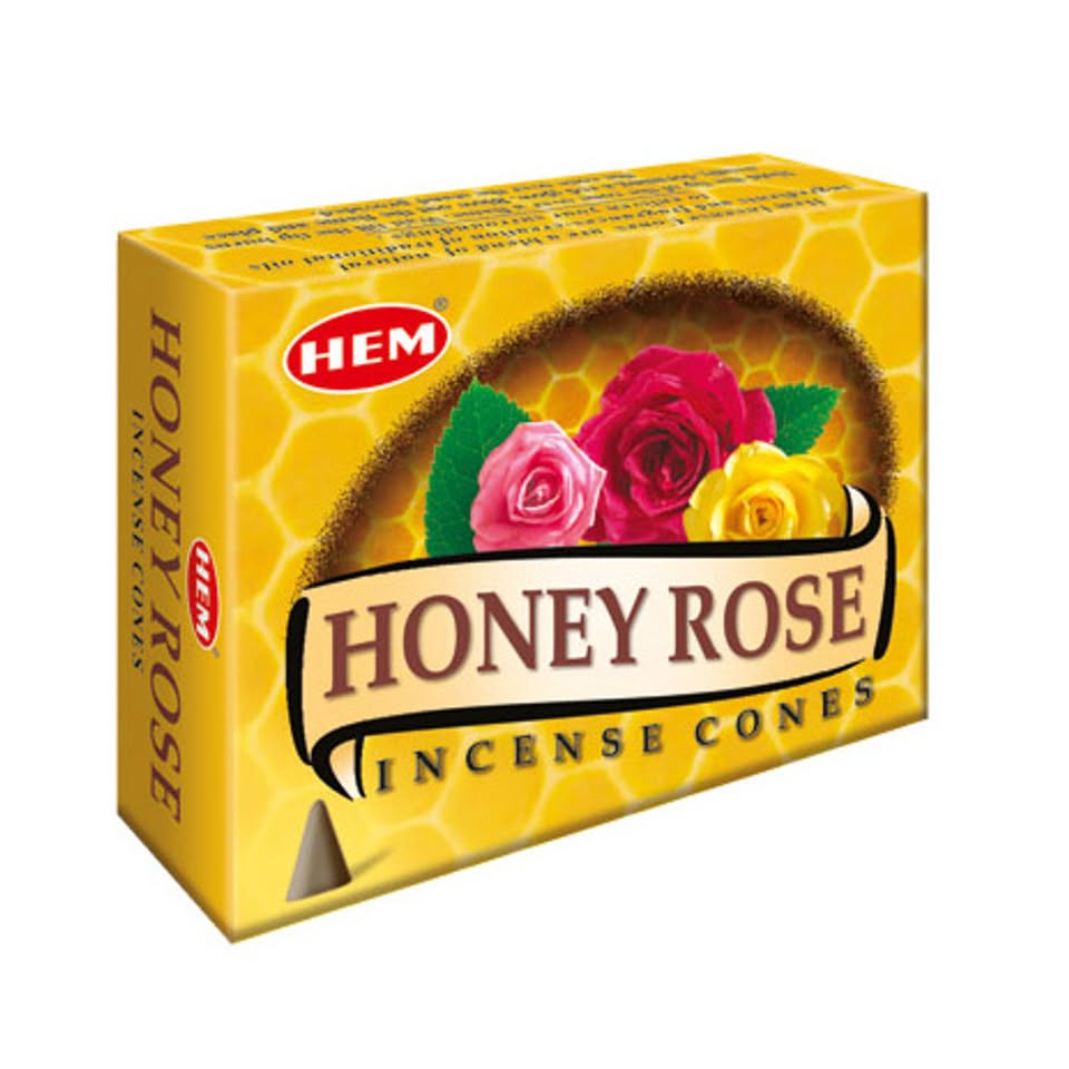 HEM Honey Rose Dhoop Cones - Pack of 12 (10 Cones Each)
