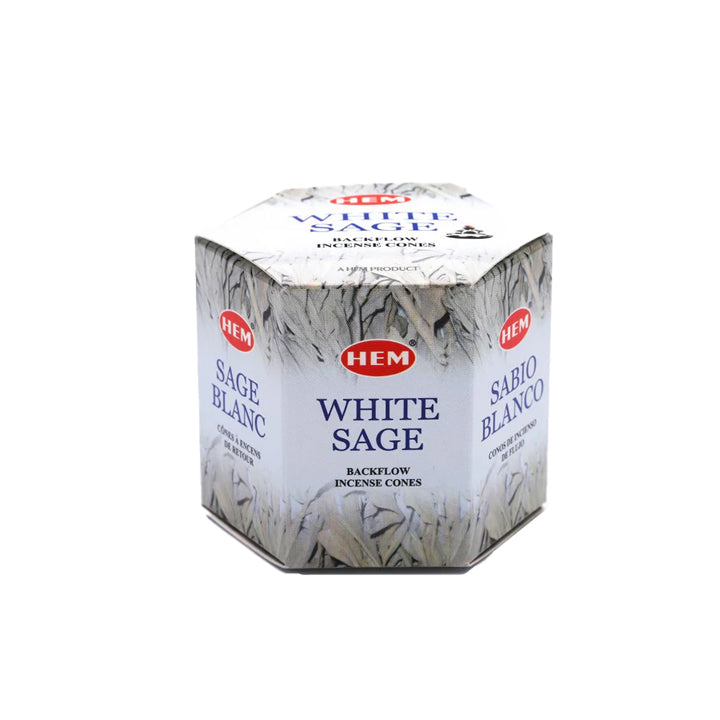 HEM White Sage Backflow Dhoop Cones Pack of 40 Cones