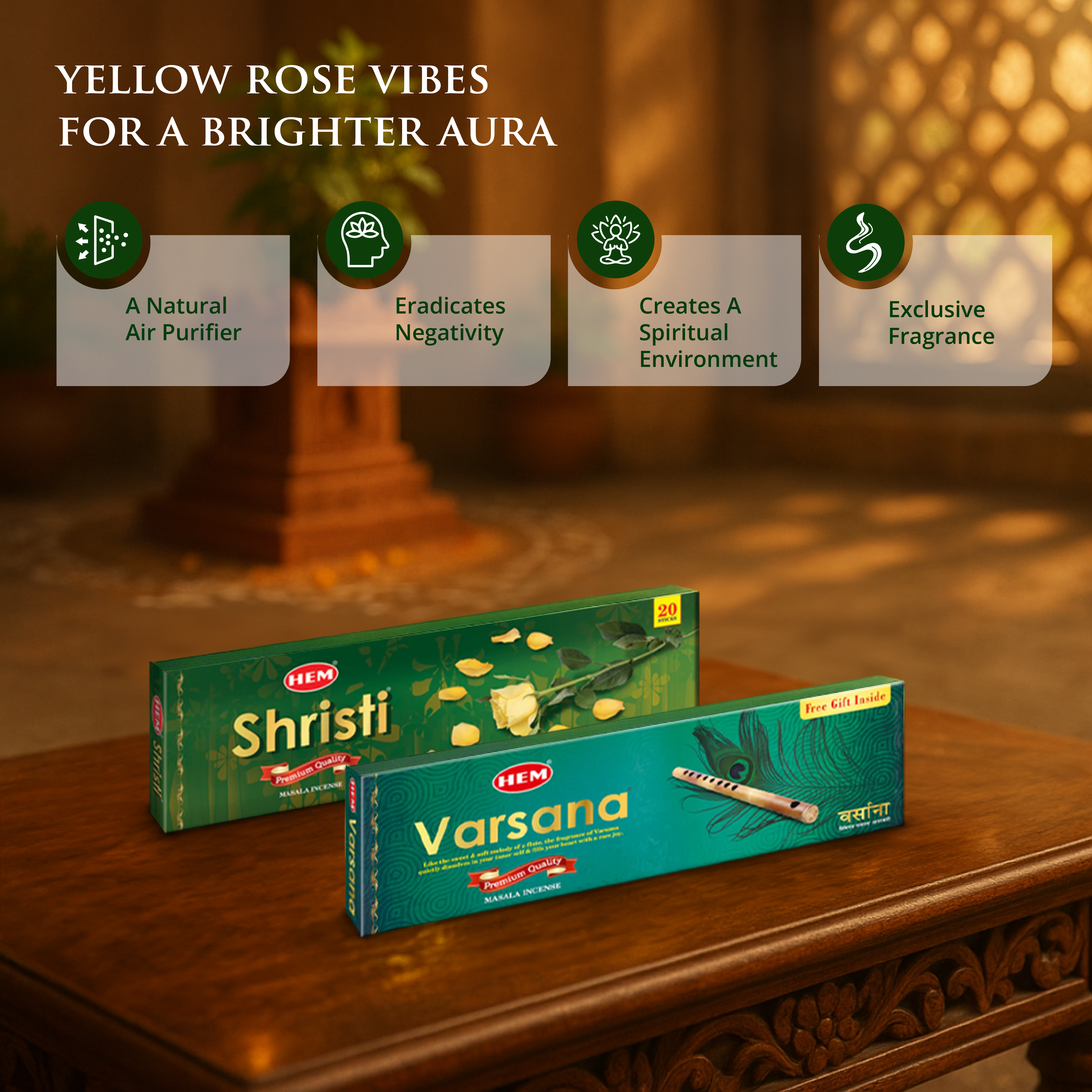 HEM Shristi + Varsana Masala Incense Sticks combo pack (50g Each)