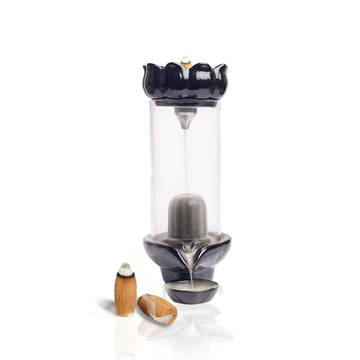 HEM Pind Fall Ceramic Backflow Cone Burner  + 1 Pack of Backflow Dhoop cone (10 Cones in a Pack)