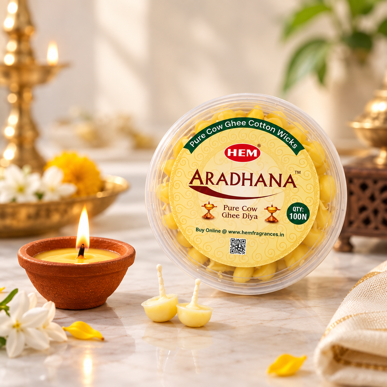 HEM Aradhana Pure Cow Ghee Diya (100 pieces per box)