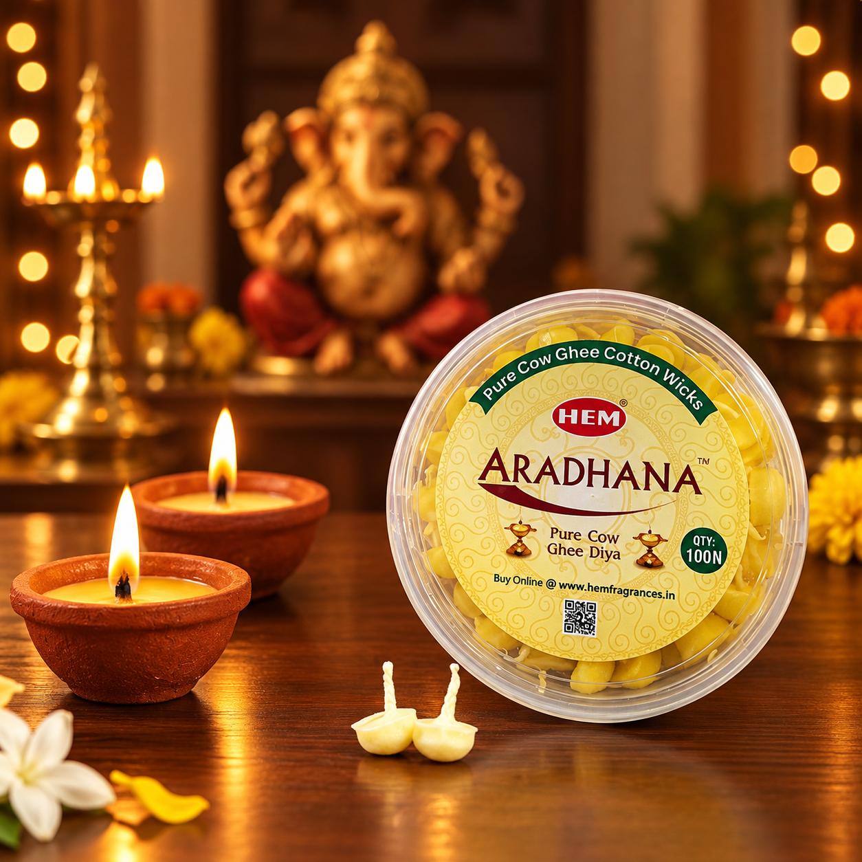 HEM Aradhana Pure Cow Ghee Diya (100 pieces per box)