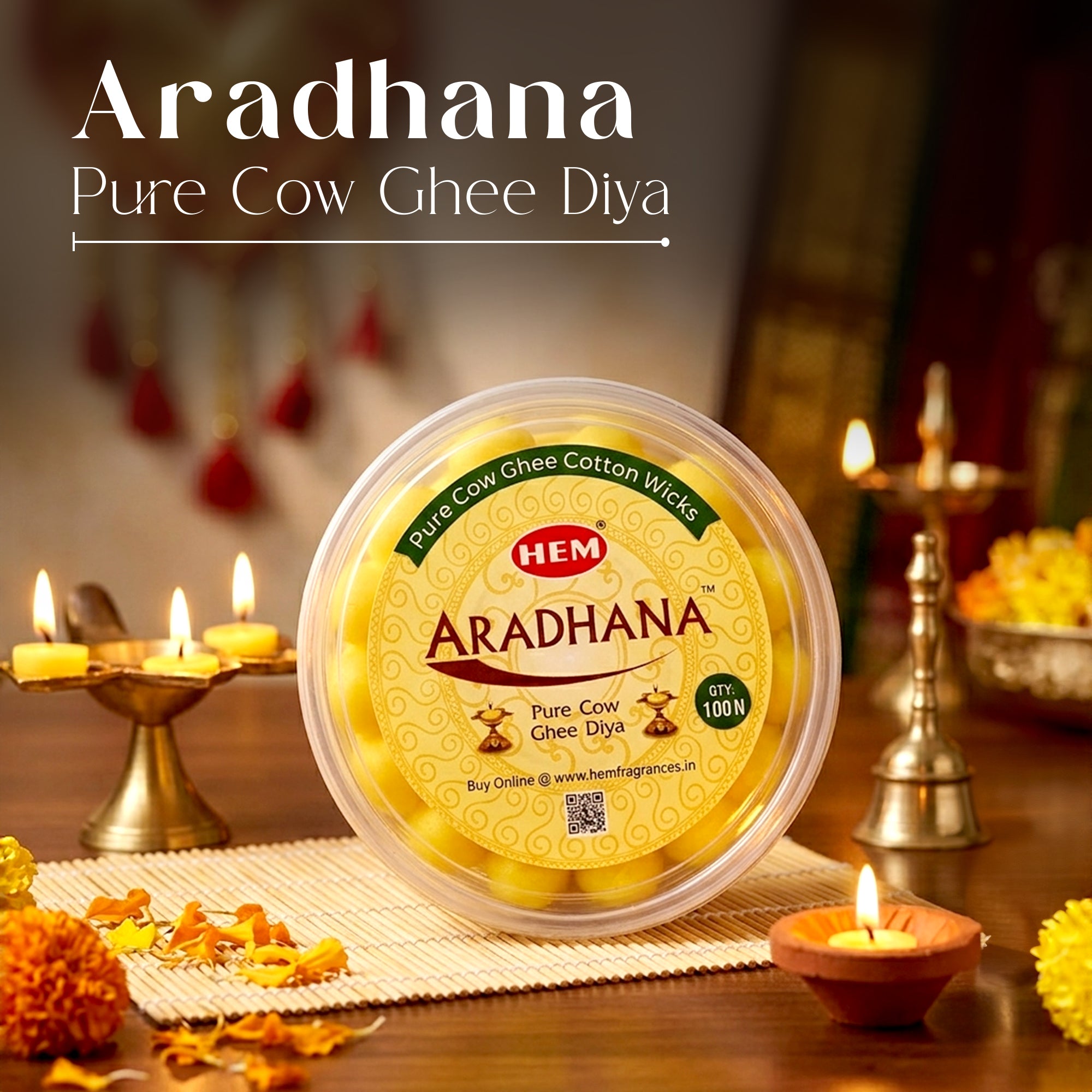 HEM Most Loved Combo 2 (Fortune Sandal Bambooless Incense Stick + Aradhana Pure Cow Ghee Diya)
