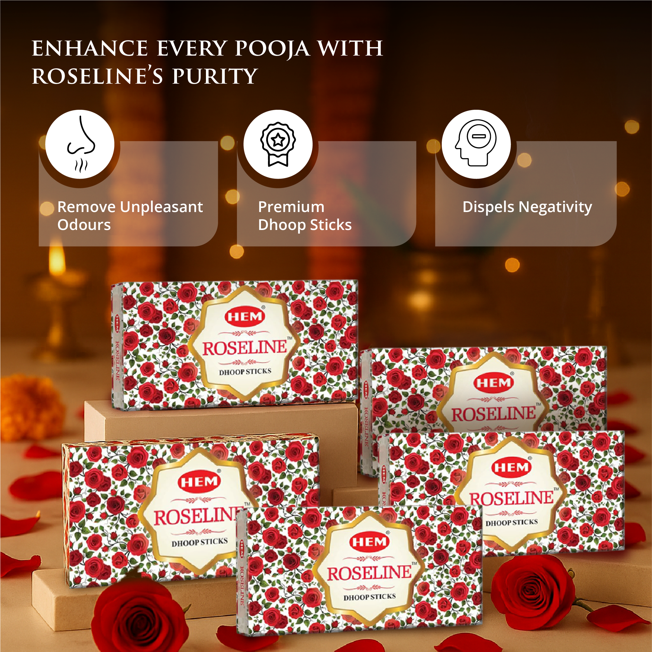 HEM Roseline Dhoop Sticks - Pack of 5