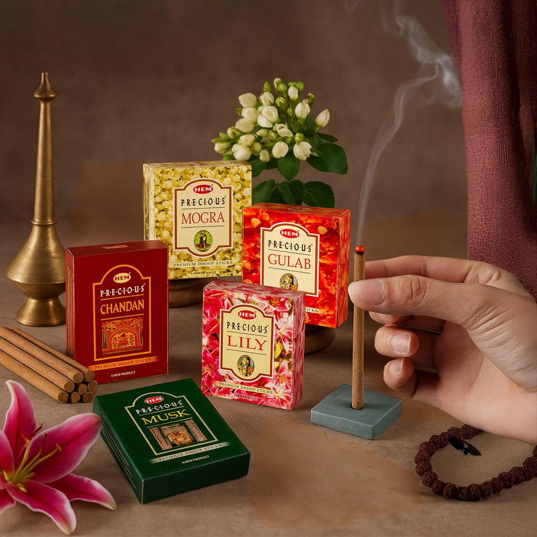 HEM Precious 5 Assorted Incense Dhoop Sticks - Pack of 5 (60g Each)
