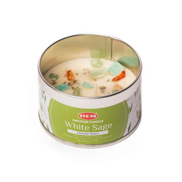 White Sage Smudge Candles Soy Wax Candles with Crystals