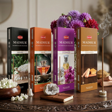 HEM Madhur Mogra, Chandan, Intimate & Musk Bambooless Incense Sticks (90g Each)