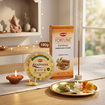 HEM Most Loved Combo 2 (Fortune Sandal Bambooless Incense Stick + Aradhana Pure Cow Ghee Diya)