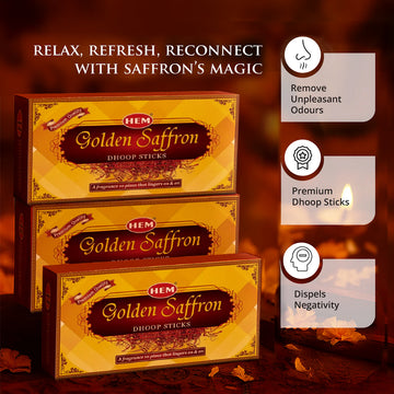Golden Saffron Dhoop Stick 50g each- pack of 3