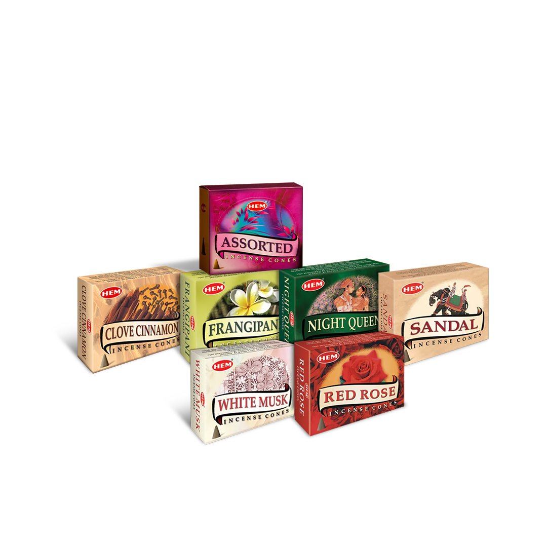 HEM 6 in 1 Dhoop Cones Collection Pack of 12 (10 Cones Each)