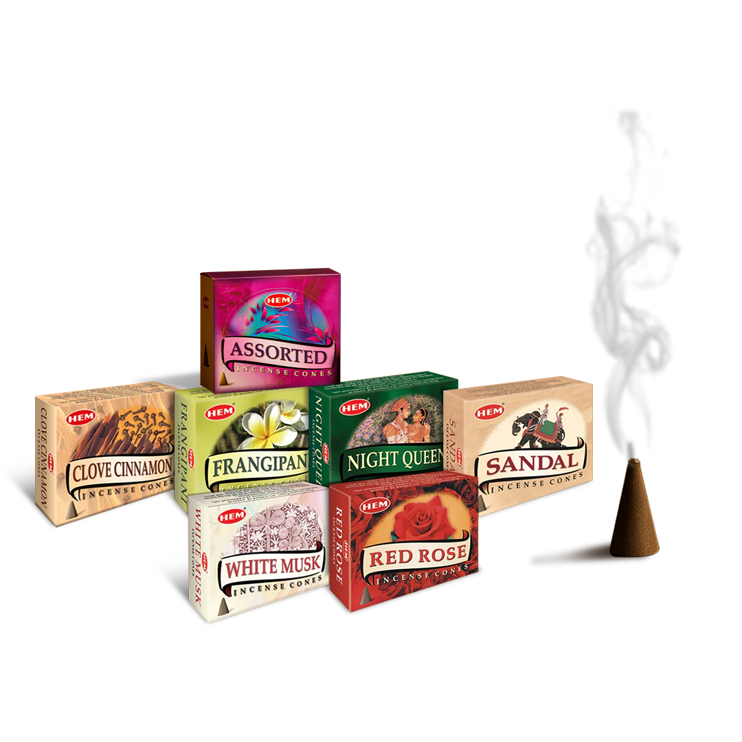 HEM 6 in 1 Dhoop Cones Collection Pack of 12 (10 Cones Each)