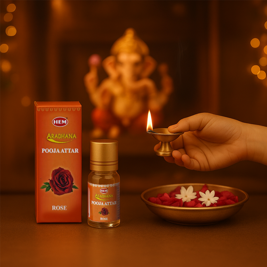 HEM Aradhana Rose Pooja Attar Pack of 5