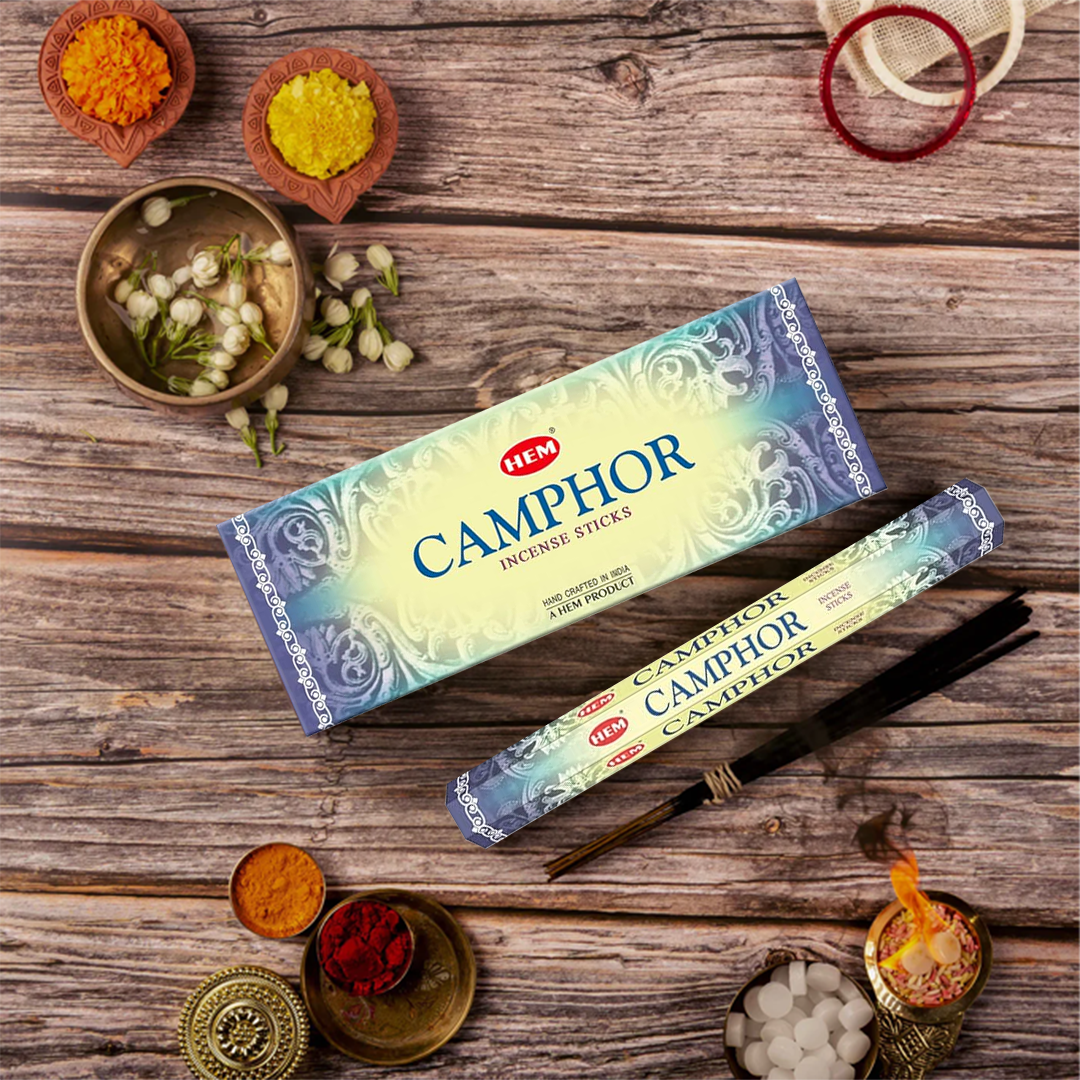 HEM Camphor Incense Sticks - Pack of 6 (20 Sticks Each)