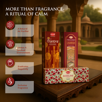 HEM Agarbatti Combo Pack of 3 Fragrance [Roseline 70 g + Chandan 100 g + Mantra Masala 50 g]