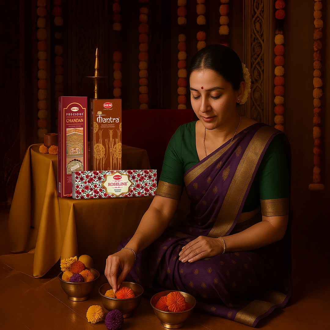 HEM Agarbatti Combo Pack of 3 Fragrance [Roseline 70 g + Chandan 100 g + Mantra Masala 50 g]