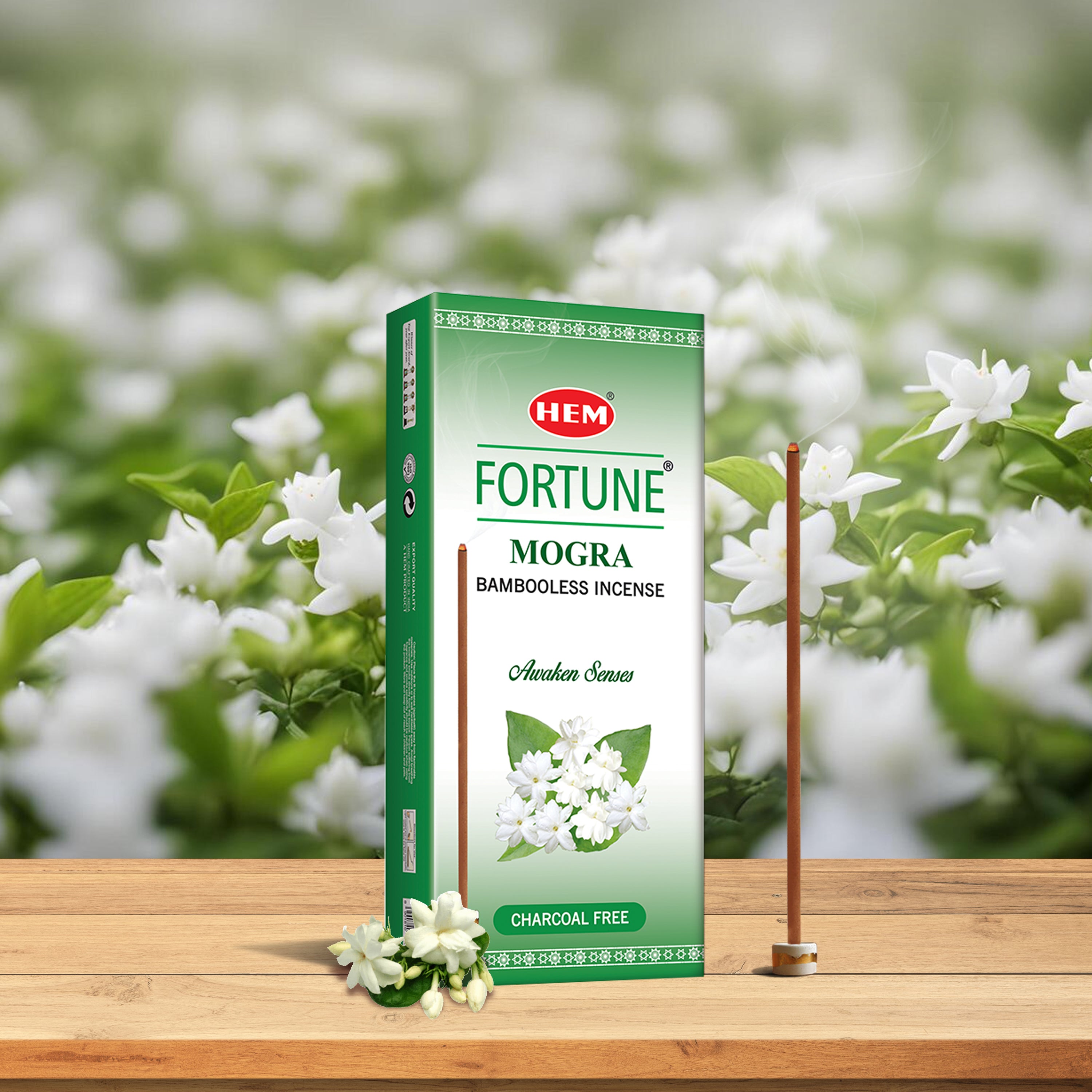 HEM Fortune Mogra Bambooless Incense Stick Pack of 2 (180g Each)