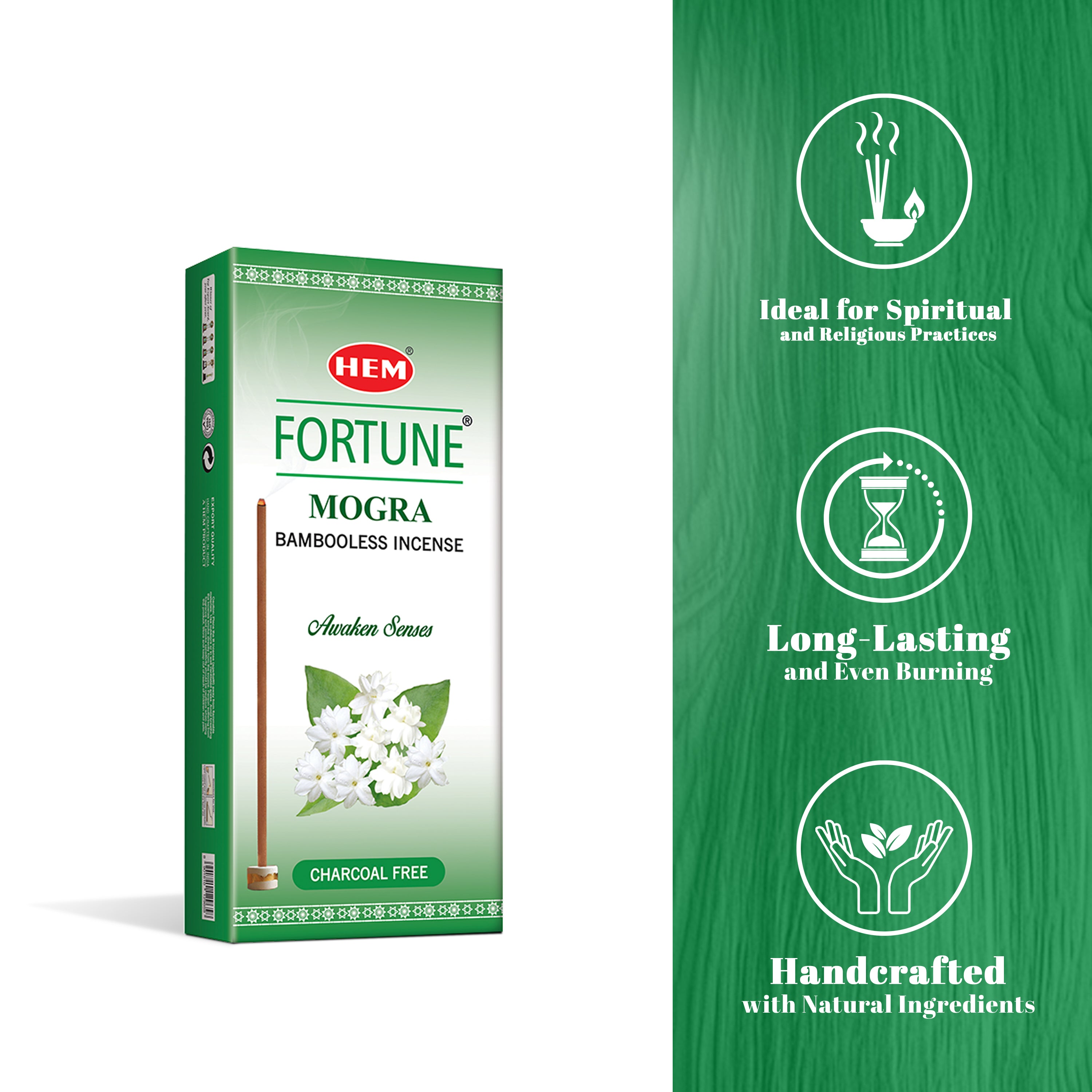 HEM Fortune Mogra Bambooless Incense Stick Pack of 2 (180g Each)