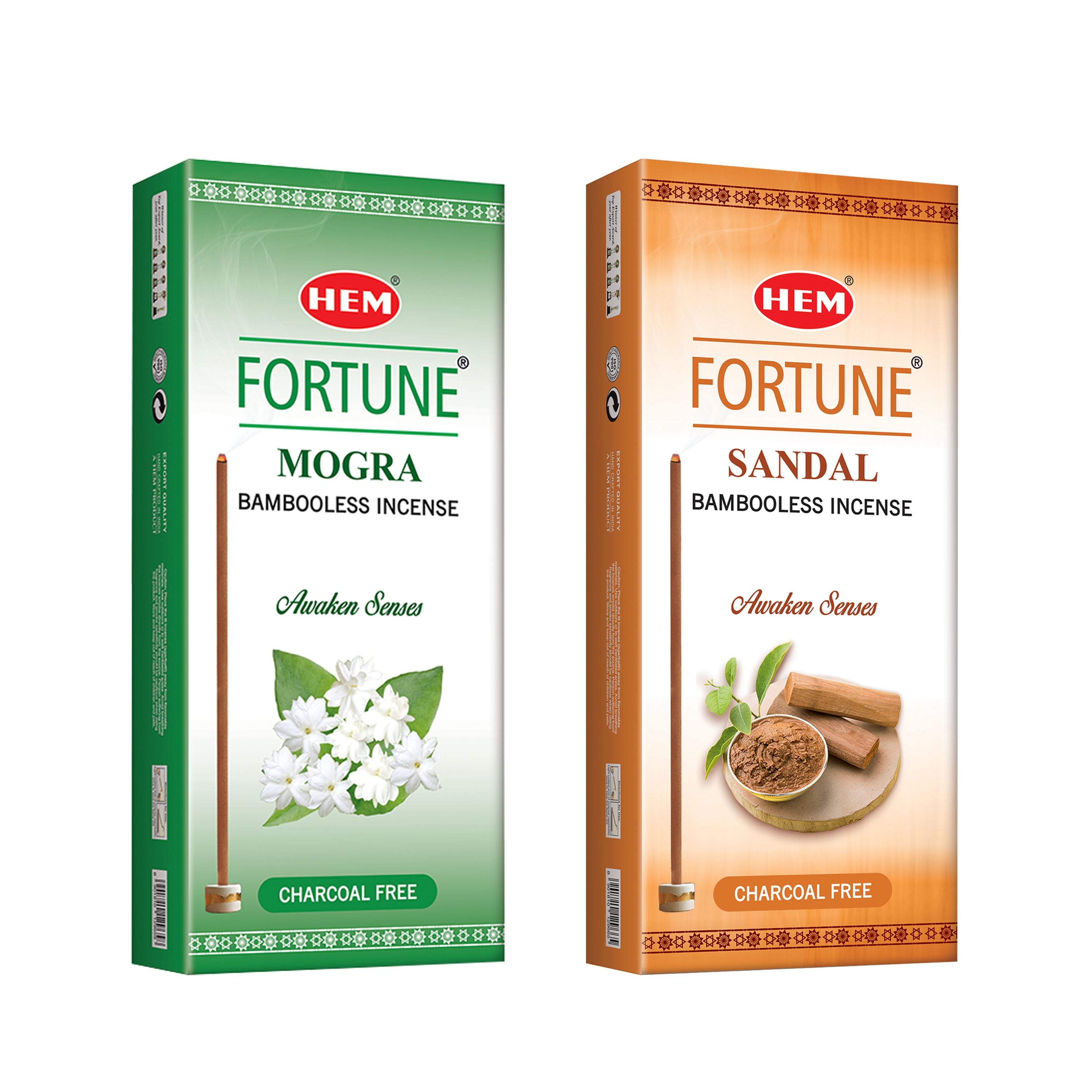 HEM Fortune Mogra & Sandalwood Bambooless Incense Sticks (180g Each)