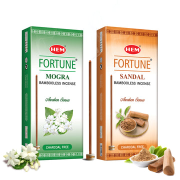 HEM Fortune Mogra & Sandalwood Bambooless Incense Sticks (180g Each)