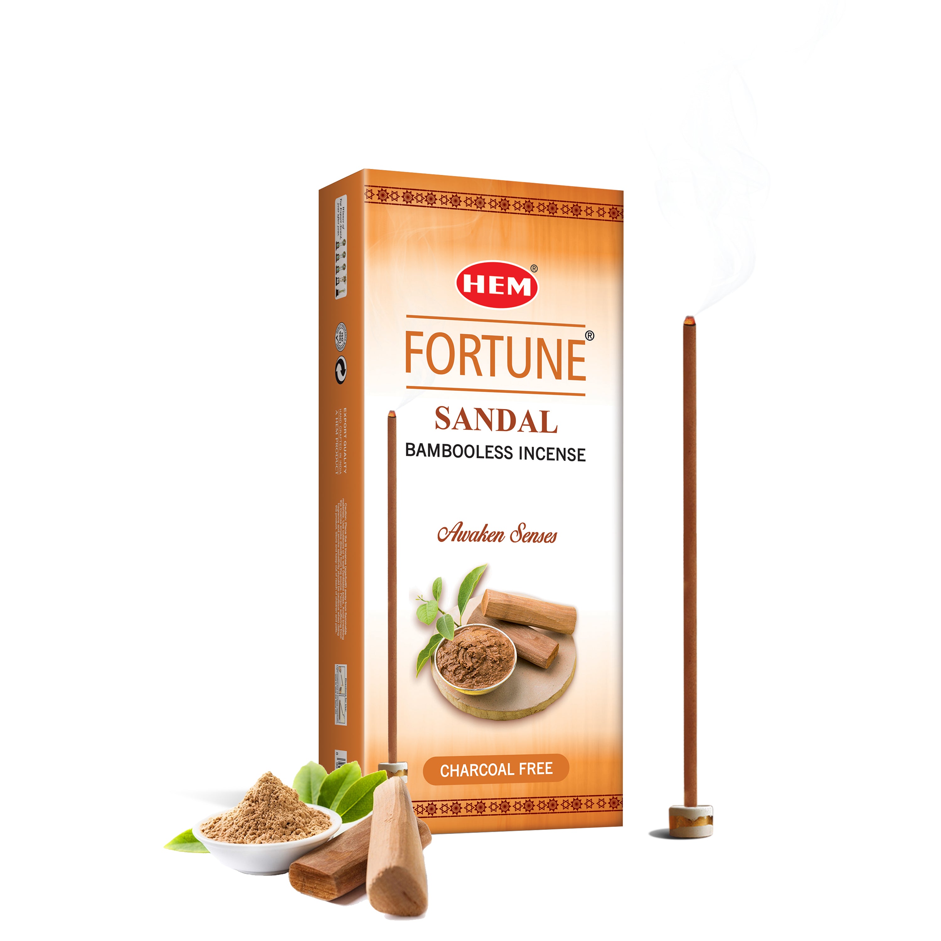 HEM Fortune Sandal Bambooless Incense Stick Pack of 2 (180g Each)