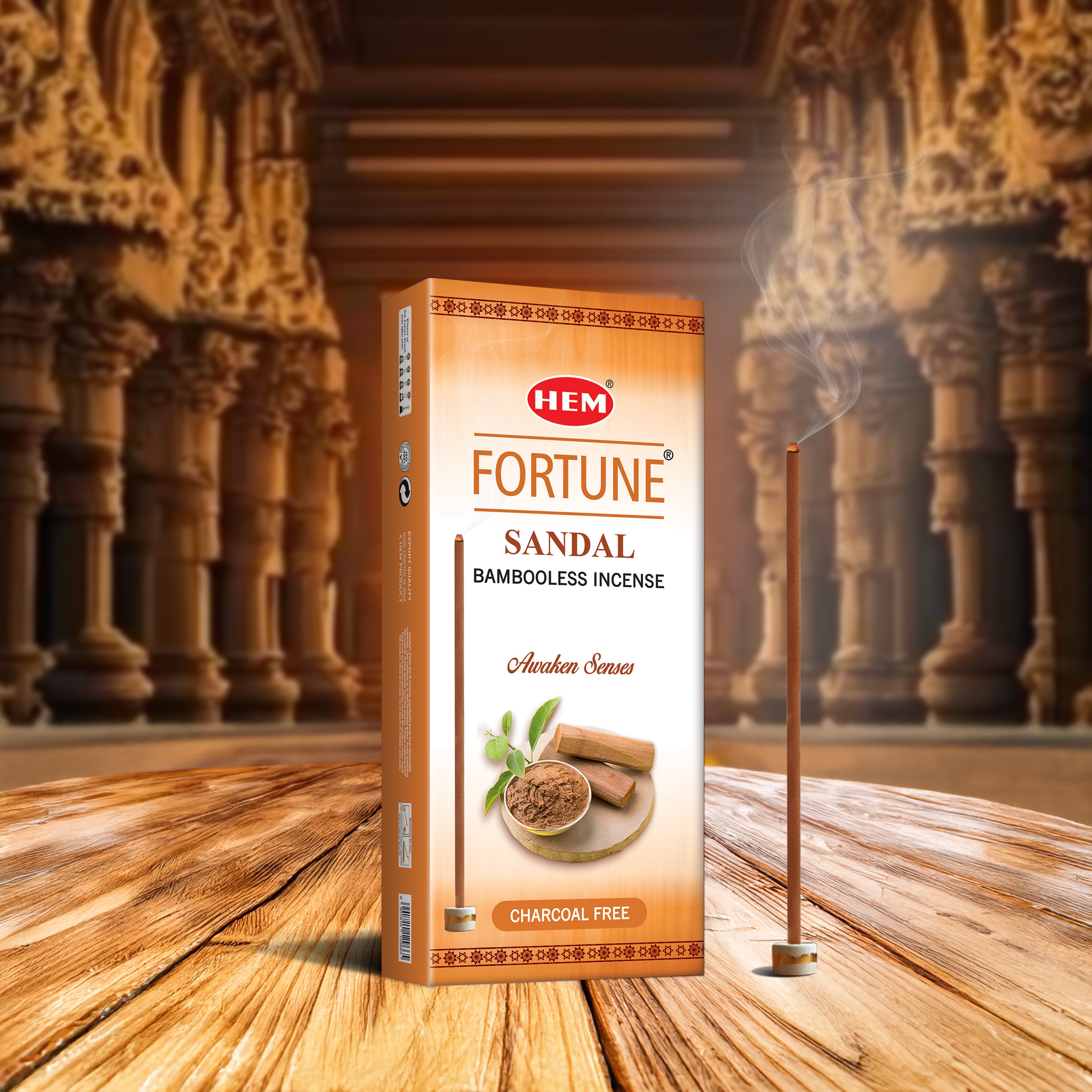 HEM Fortune Sandal Bambooless Incense Stick Pack of 2 (180g Each)