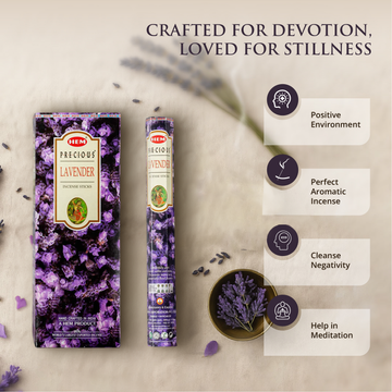 HEM Precious Lavender Incense Sticks - Pack of 6 (20 Sticks Each)
