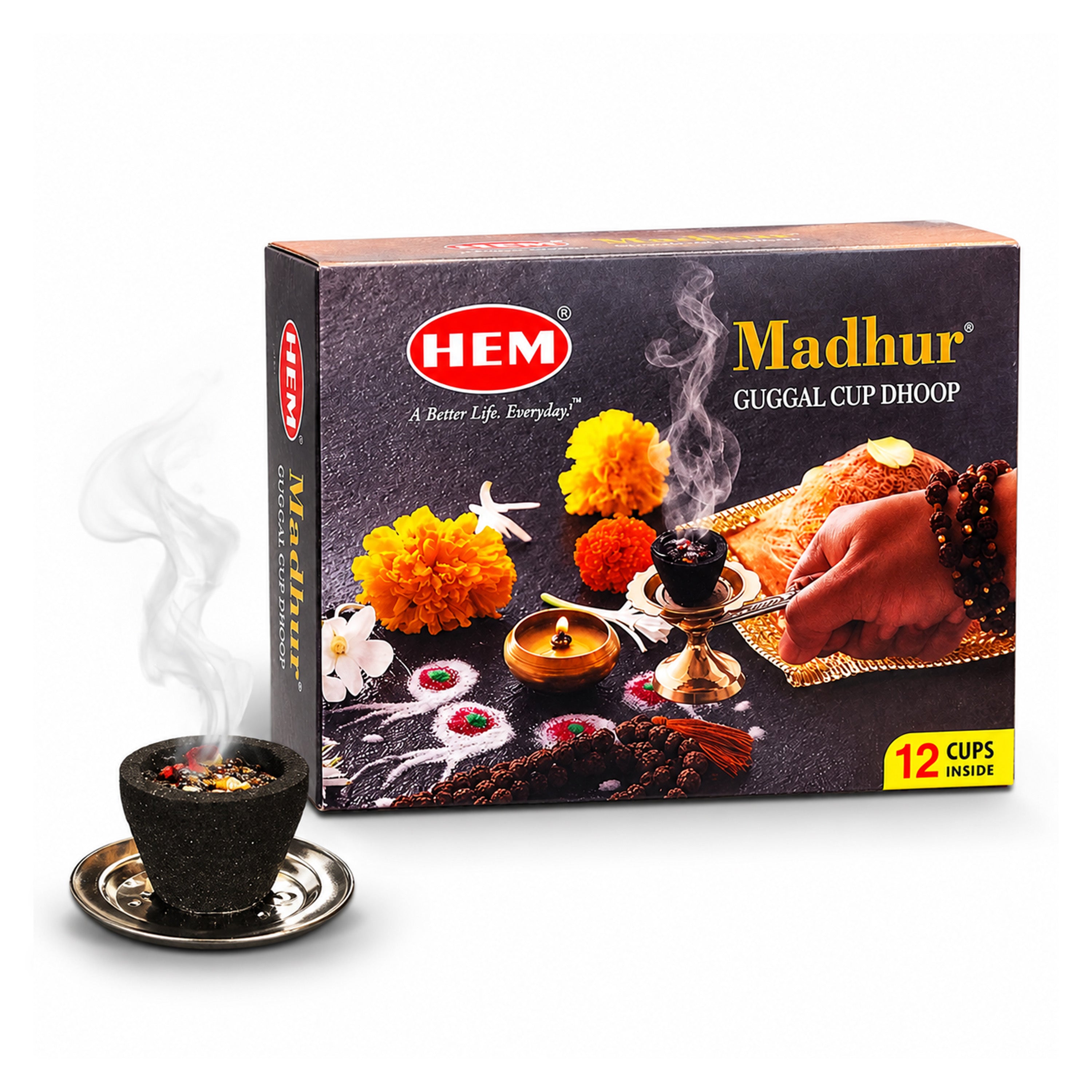 HEM Madhur Guggal cup Dhoop pack of 3 (12 cups per box)