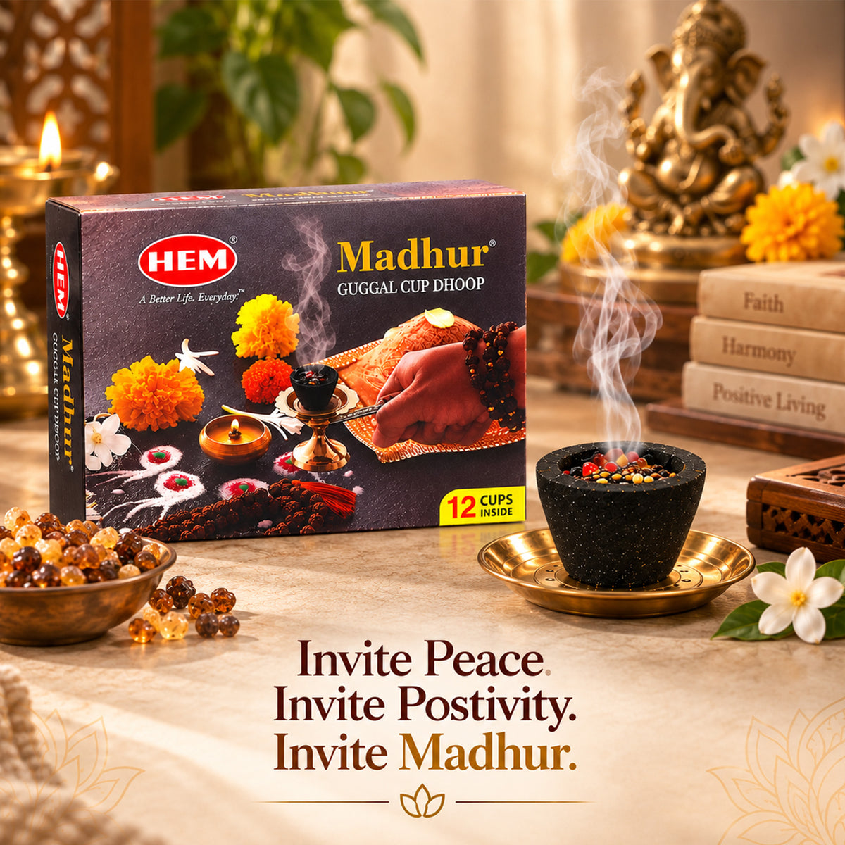 HEM Madhur Guggal cup Dhoop pack of 3 (12 cups per box)