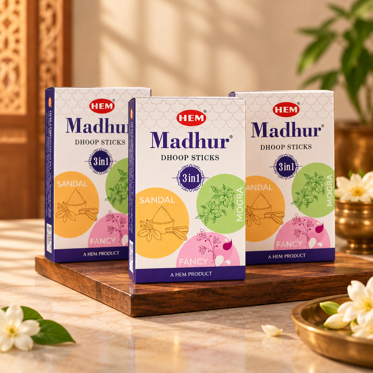 HEM Madhur 3 in 1 Dhoop sticks (pack of 3)