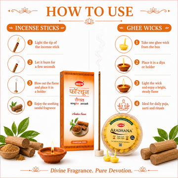 HEM Most Loved Combo 2 (Fortune Sandal Bambooless Incense Stick + Aradhana Pure Cow Ghee Diya)